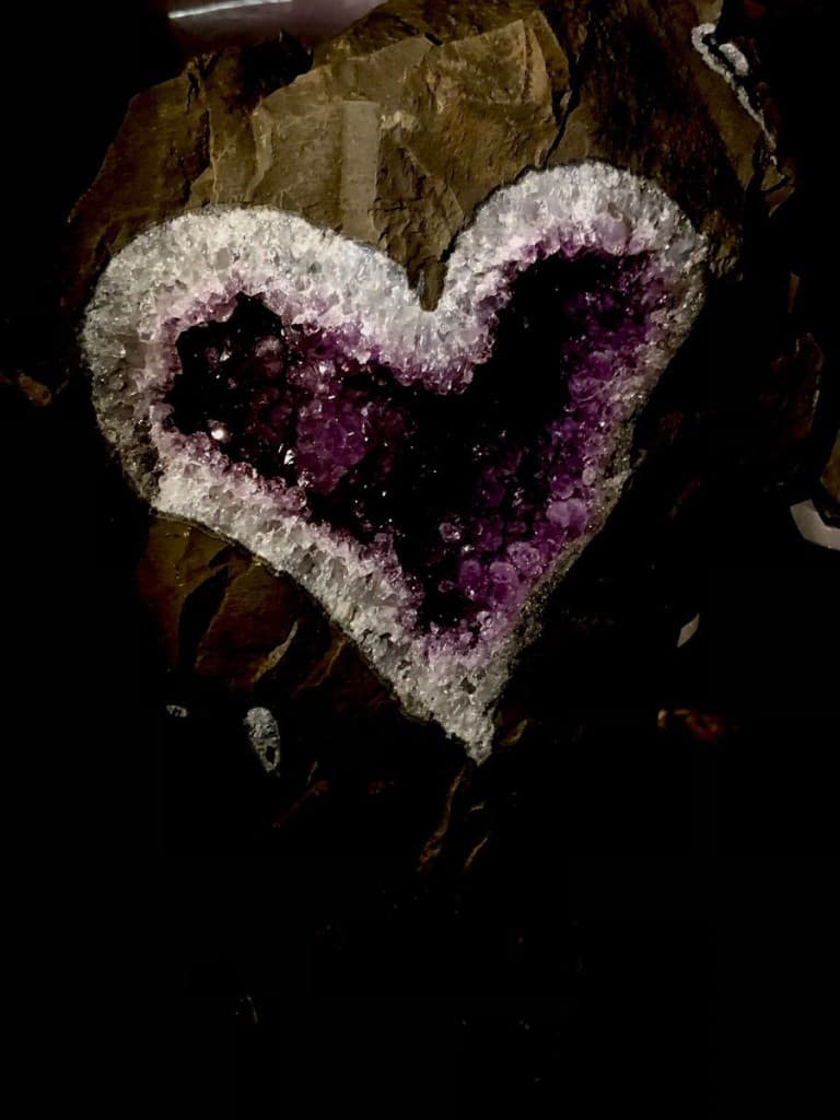 Heart-shaped amethyst geode